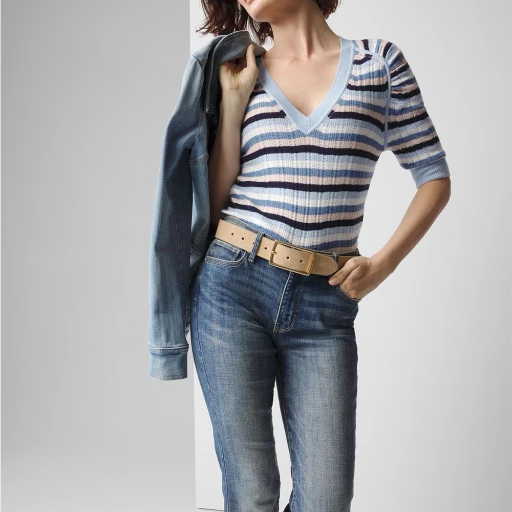 NWT White House Black Market cashmere blend elbow sleeve shirred sweater